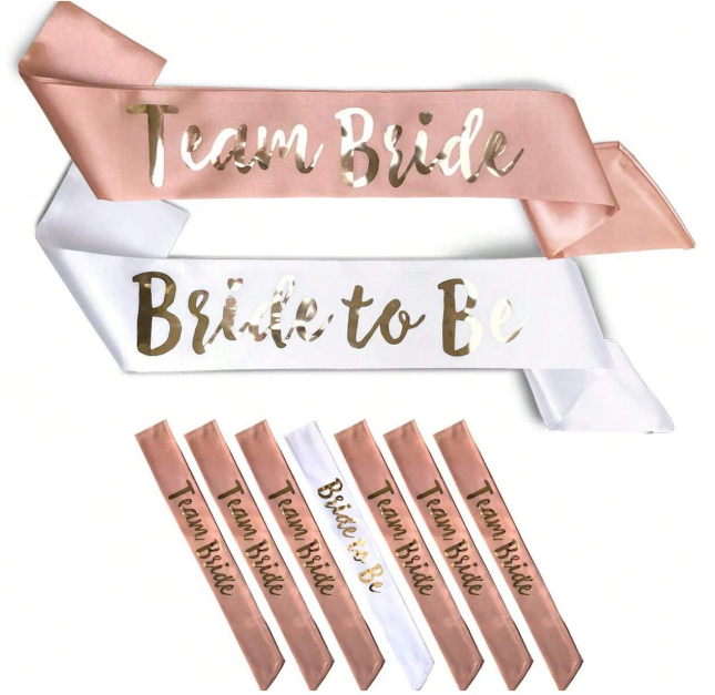 Team Bride Sjerpenset - 6 Roze & 1 Witte Bride to Be Sjerp - Vrijgezellenfeest Decoratie - Bachelorette - Bruiloft