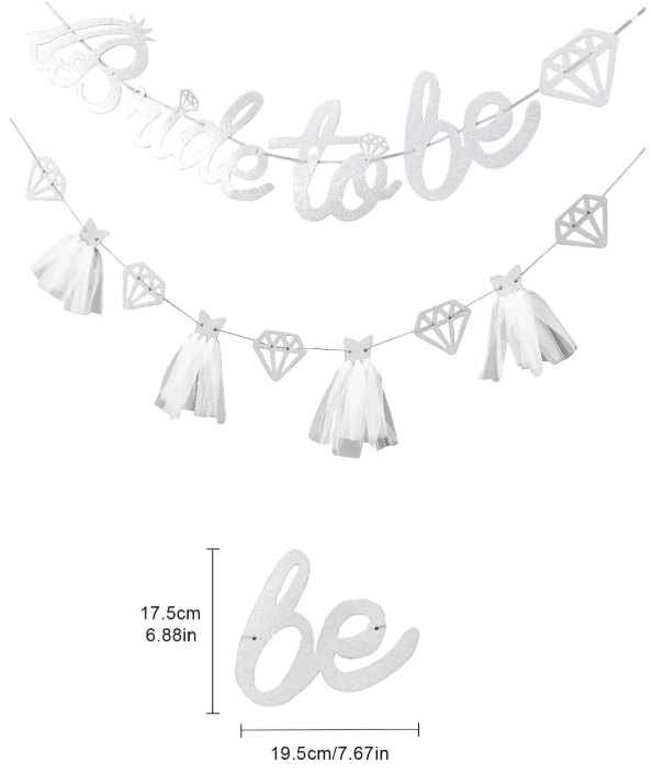Bride to Be Slinger - Decoratie voor Vrijgezellenfeest - Goud, Roze & Zilver - Feestdecoratie met Diamant- en Kwastontwerp - 17,5 cm Hoog