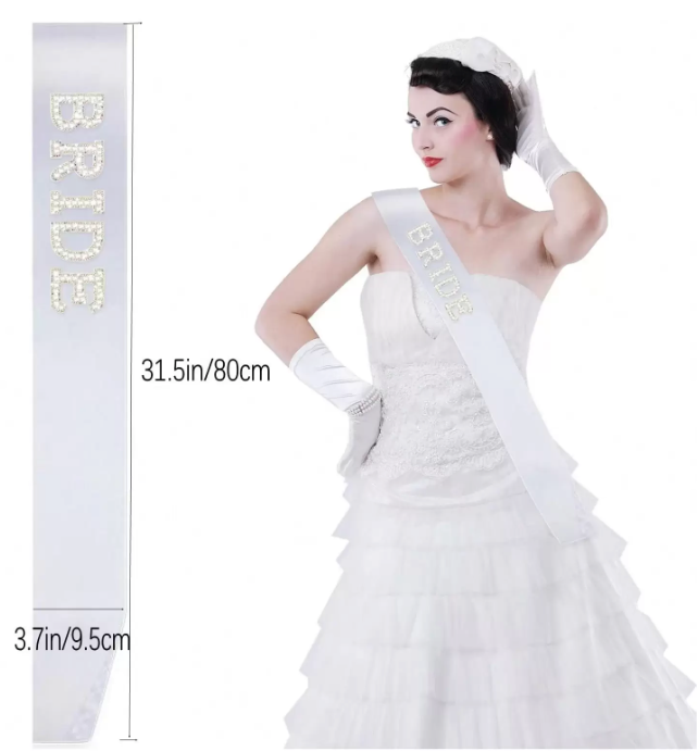 Bride Sjerp - Witte Sjerp met Parelletters - Vrijgezellenfeest Accessoire - 80 cm Lang - Bride To Be