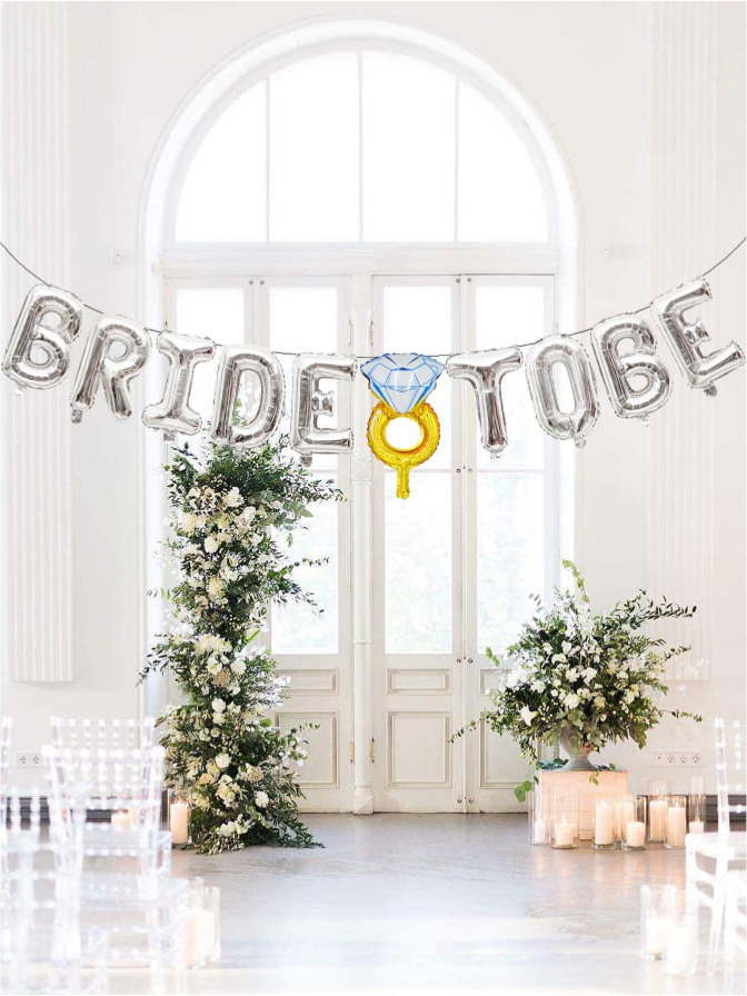 Bride To Be Ballonnen Set - Folieballonnen in Zilver/Goud en Rosegold - Vrijgezellenfeest Decoratie - Inclusief Diamant Ring Ballon