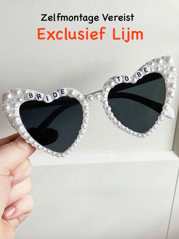 Bride to Be Zonnebril - Hartvormig Design met Parelversiering - DIY Zelfmontage - Exclusief Lijm - Bachelorette - Vrijgezellenfeest - Bruiloft