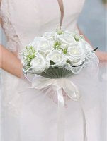 Bruidsboeket Kunstbloemen Roze & Wit – Rozen en Dahlia’s met Parelrand – 20CM – Sierboeket voor Bruiloft, Decoratie & Fotoshoots - Bride To Be - Bloemen
