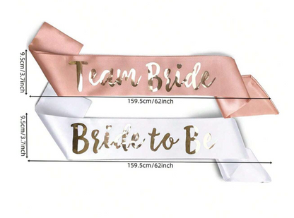 Team Bride Sjerpenset - 6 Roze & 1 Witte Bride to Be Sjerp - Vrijgezellenfeest Decoratie - Bachelorette - Bruiloft