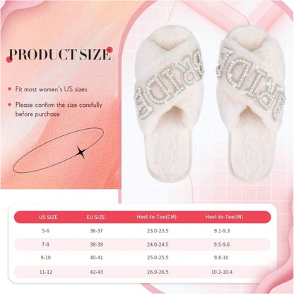 Bride Slippers - Luxe Witte Pantoffels met Parelletters - Zachte Pluche Vrijgezellenfeest Accessoire - Beschikbaar in EU Maten 36-41