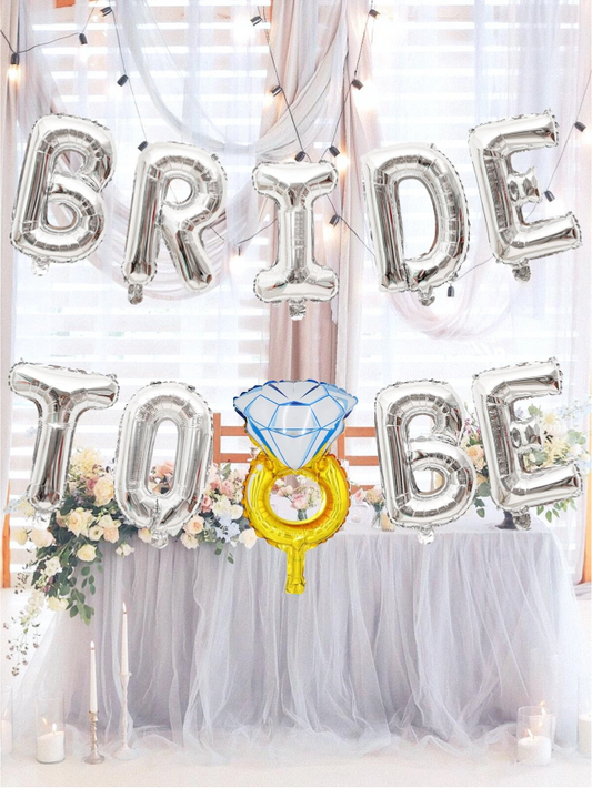 Bride To Be Ballonnen Set - Folieballonnen in Zilver/Goud en Rosegold - Vrijgezellenfeest Decoratie - Inclusief Diamant Ring Ballon