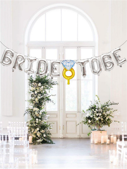 Bride To Be Ballonnen Set - Folieballonnen in Zilver/Goud en Rosegold - Vrijgezellenfeest Decoratie - Inclusief Diamant Ring Ballon