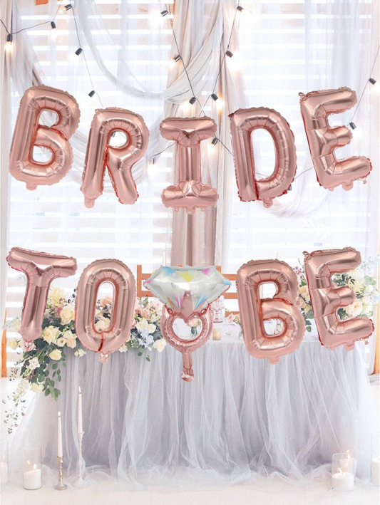 Bride To Be Ballonnen Set - Folieballonnen in Zilver/Goud en Rosegold - Vrijgezellenfeest Decoratie - Inclusief Diamant Ring Ballon
