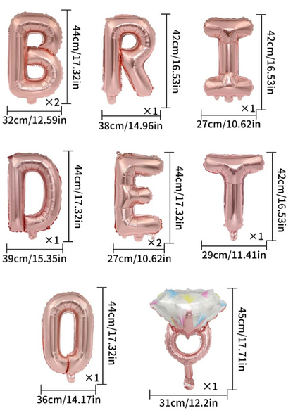 Bride To Be Ballonnen Set - Folieballonnen in Zilver/Goud en Rosegold - Vrijgezellenfeest Decoratie - Inclusief Diamant Ring Ballon