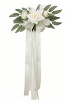 Bruiloft Auto Decoratie – 1 stuk - Driekoppige Roze Rozen – Kunstbloemen Corsage – Autospiegel Versiering – Deurhendel – Spiegel – Auto – 50cm – Met Linten – Bruidsauto Bloemstuk